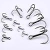 10 PCS/Lot Black High Carbon Treble Hooks Super Sharp Solid Size 1#-14# Triple Barbed Steel Fish Hook Fishing Gear Accessories