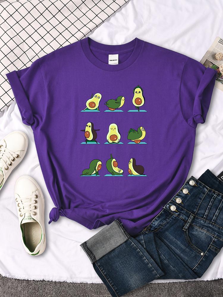 Woman T-Shirt Avocado Teaches You To Practice Yoga Printing Blouses Womensfashion Oversize Blouses Funny Fruit Ladies Tshirts