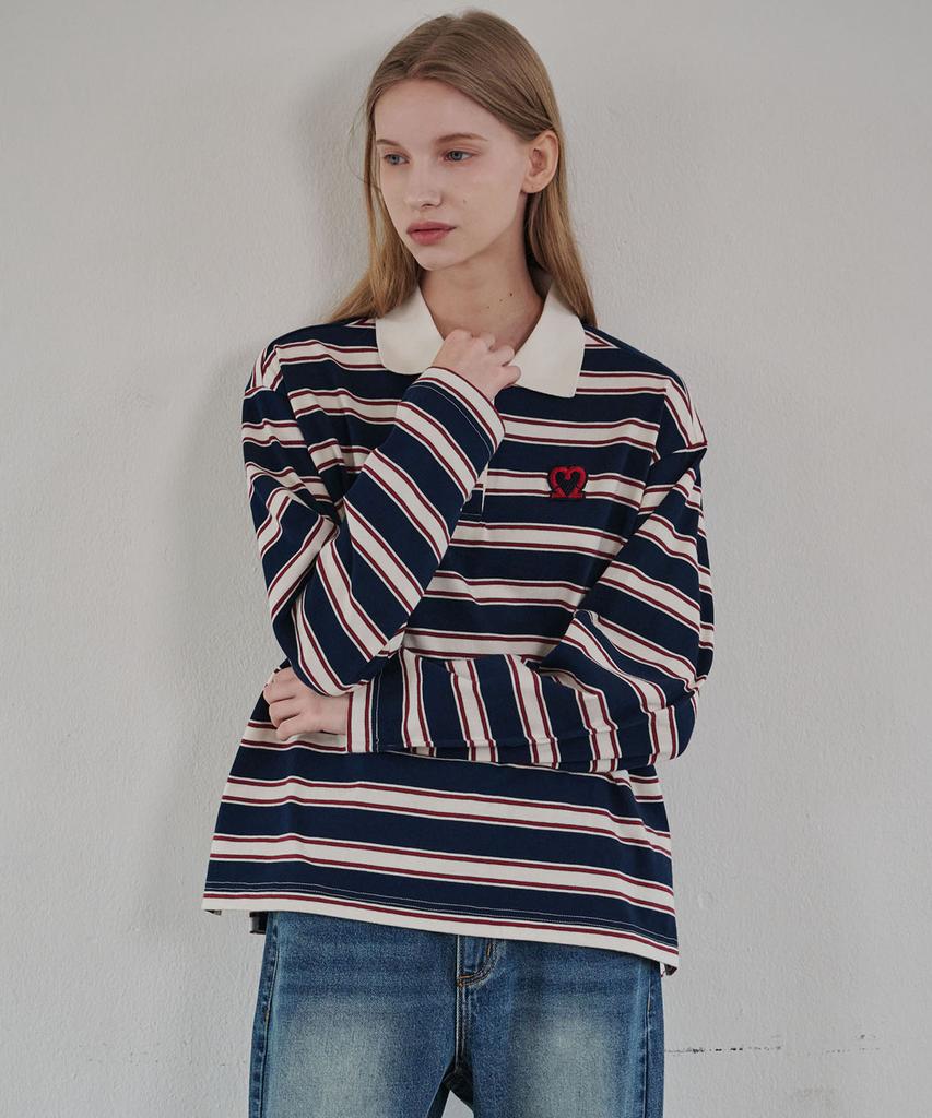 MALOUPE 5108 Striped Polo Shirt (Navy)