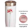 ACERA Flor de Loto Corazón Transparente Cerámica para la Vida Taza Portátil