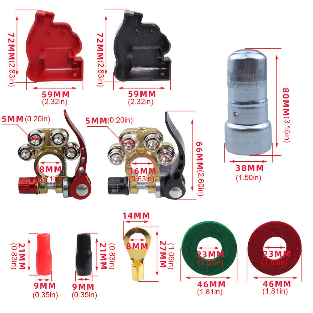 Svorka pólu baterie Kladná Záporná Horní svorka autobaterie s šestihranným klíčem Rychloupínací konektor pro karavan auto
