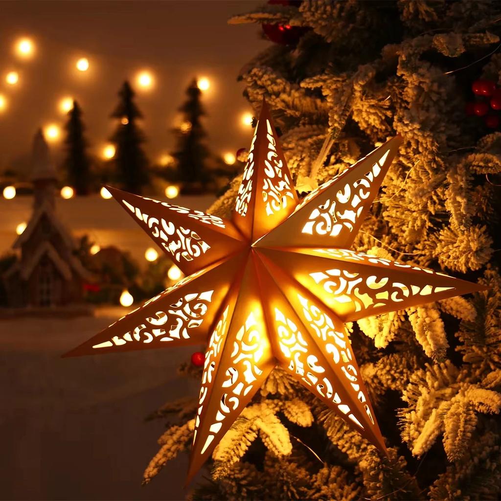 5pcs Hollow Star Hanging Pendants Christmas Decor