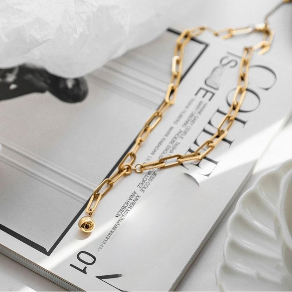 Adjustable Metal Choker Necklace Gold Clavicle Chain Necklace Paperclip Necklace  Girl Gift