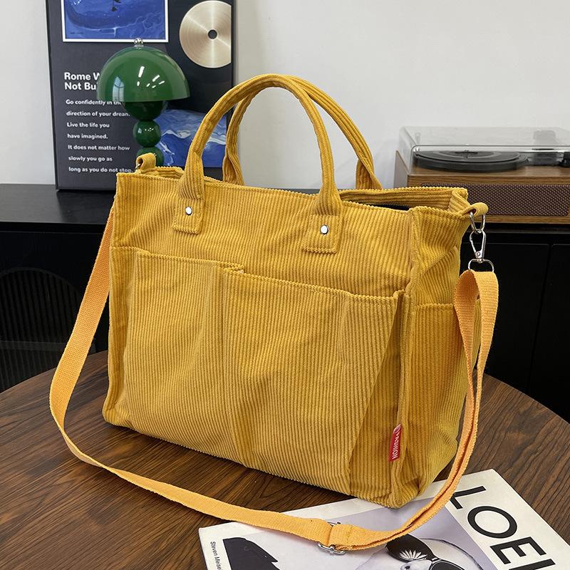 Casual simple shoulder tote bag messenger bag women's large-capacity corduroy women's new handbag