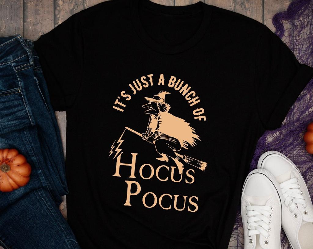 Retro Shirt Halloween T-Shirt / It's Just A Bunch Of Hocus Pocus Spooky T-Shirt / Boo Boo Creepy Vintage Style October Girl Birthday Gift Tee