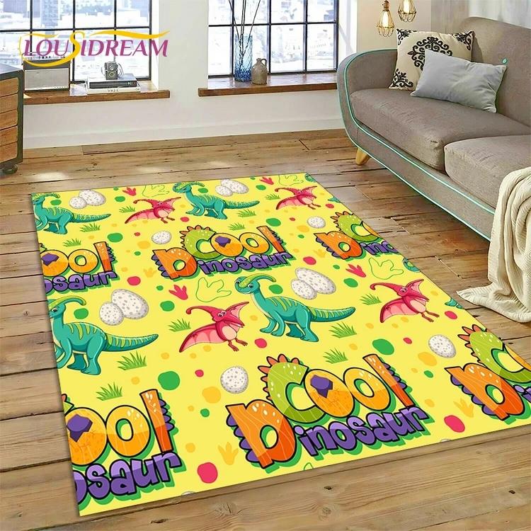 3D Cute Dino Cartoon Dinosaur Space Carpet Rug for Bedroom Living Room Home Sofa Decoration,Children Game Large Decor Floor Mat
