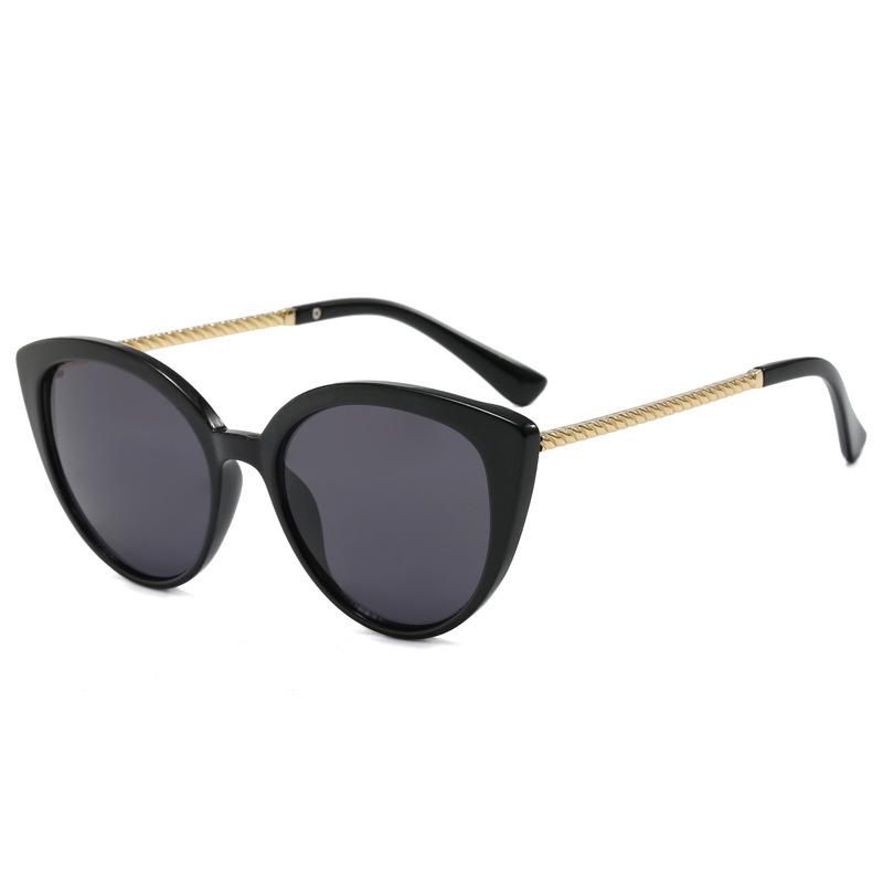 Nowoczesne metalowe damskie okulary przeciwsłoneczne UV w stylu kociego oka