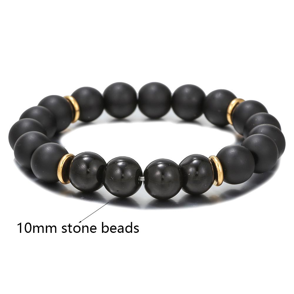 Volcanic and Black Iron Stone Couple Bracelets - Shining Gemstone Style.