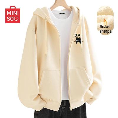 MINISO Men's Warm Lamb Fleece Zip-Up Hoodie