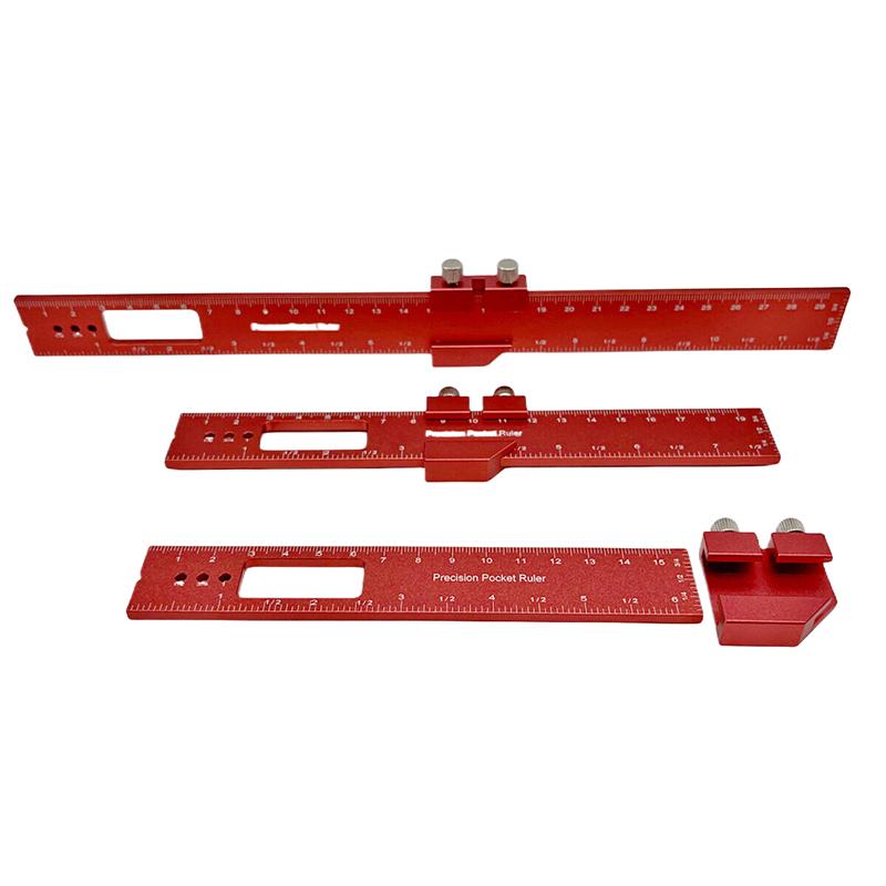 Precision T Type Pocket Ruler Inch Metric Measuring Tool With Slide Stop For Carpentry Marking Multi-function Measuring Aid Tool