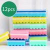 Wood Pulp Cotton Wavy Cleaning Sponges, High Density 3 Layer Kitchen Dishwashing Scouring Pads, Random Colors, 5 Pcs 6 Pcs 12 Pcs
