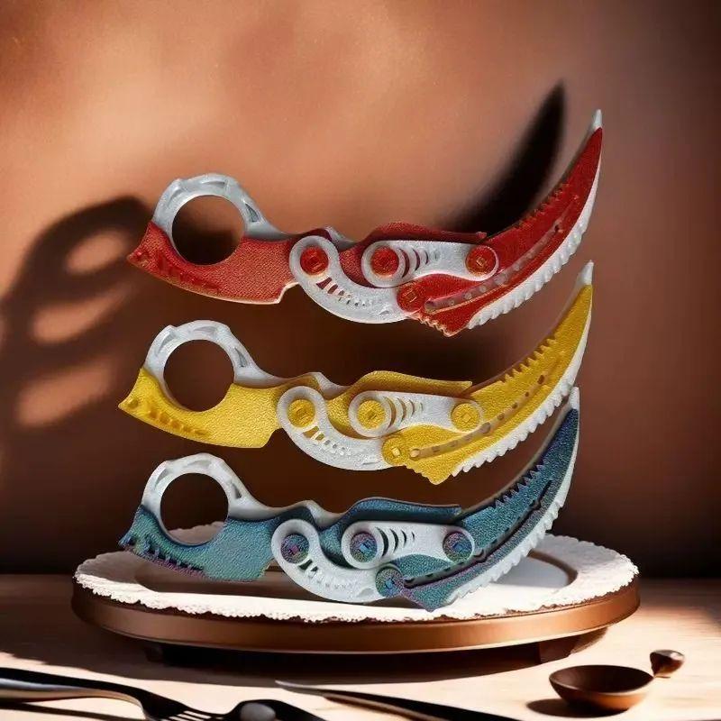 Cuchillo Garra Plegable por Gravedad Impreso en 3D Karambit Juguete Fidget Plástico Noafilado Prop de Cosplay EDC Alivio del Estrés Regalo Creativo