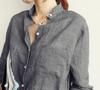 Women's Plus Size Loose Linen Long Sleeve White Shirt - 1688 Autumn Collection