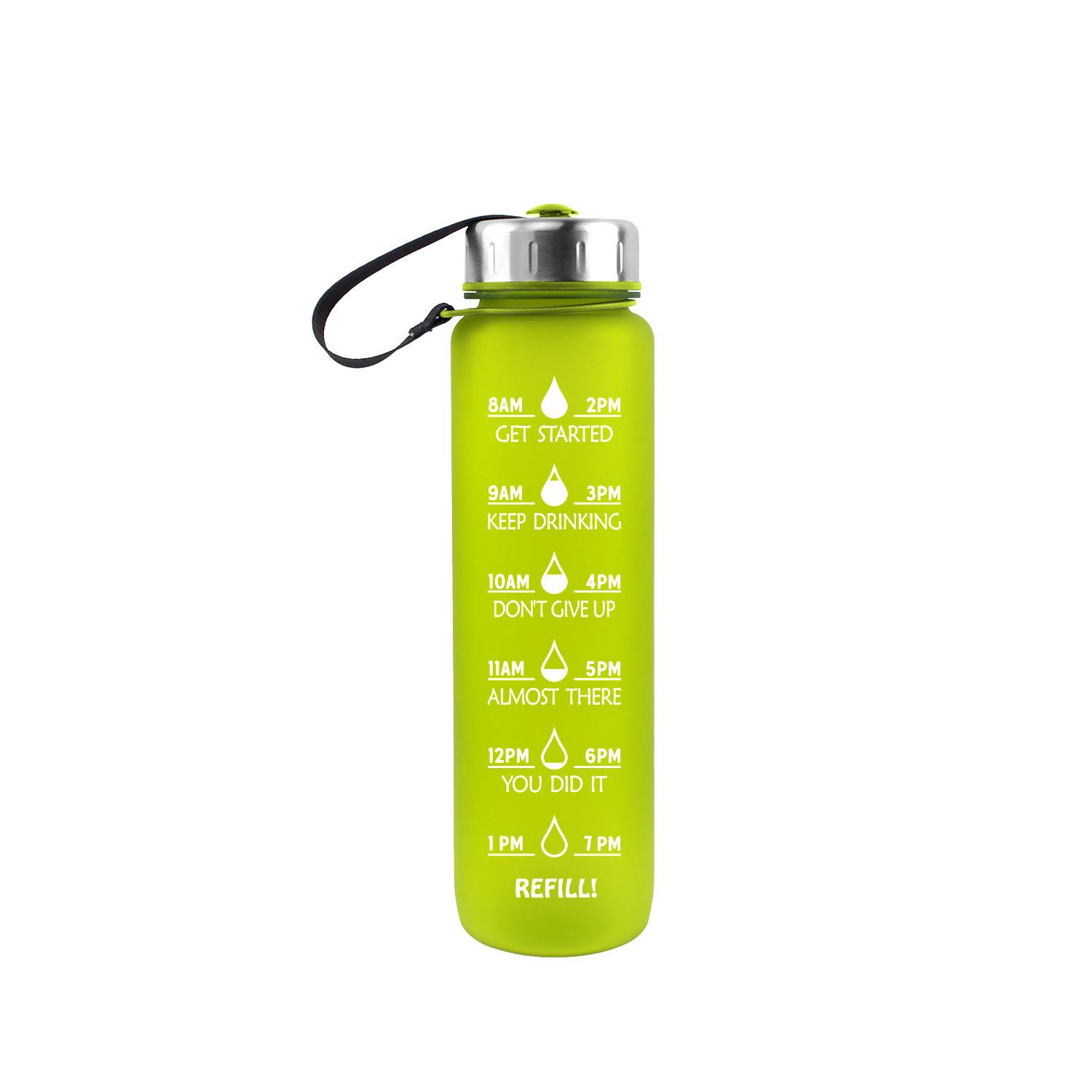 

1000Ml straight water cup water cup portable outdoor sports water bottle steel cover large mouth plastic sports kettle 1000ml зелений