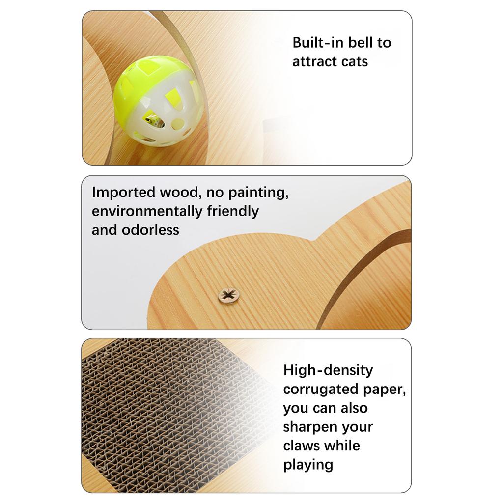 Cat Scratcher Board Wear Resistant Cat Scratching Board Toy with Ball Multifunction Grinding Claw