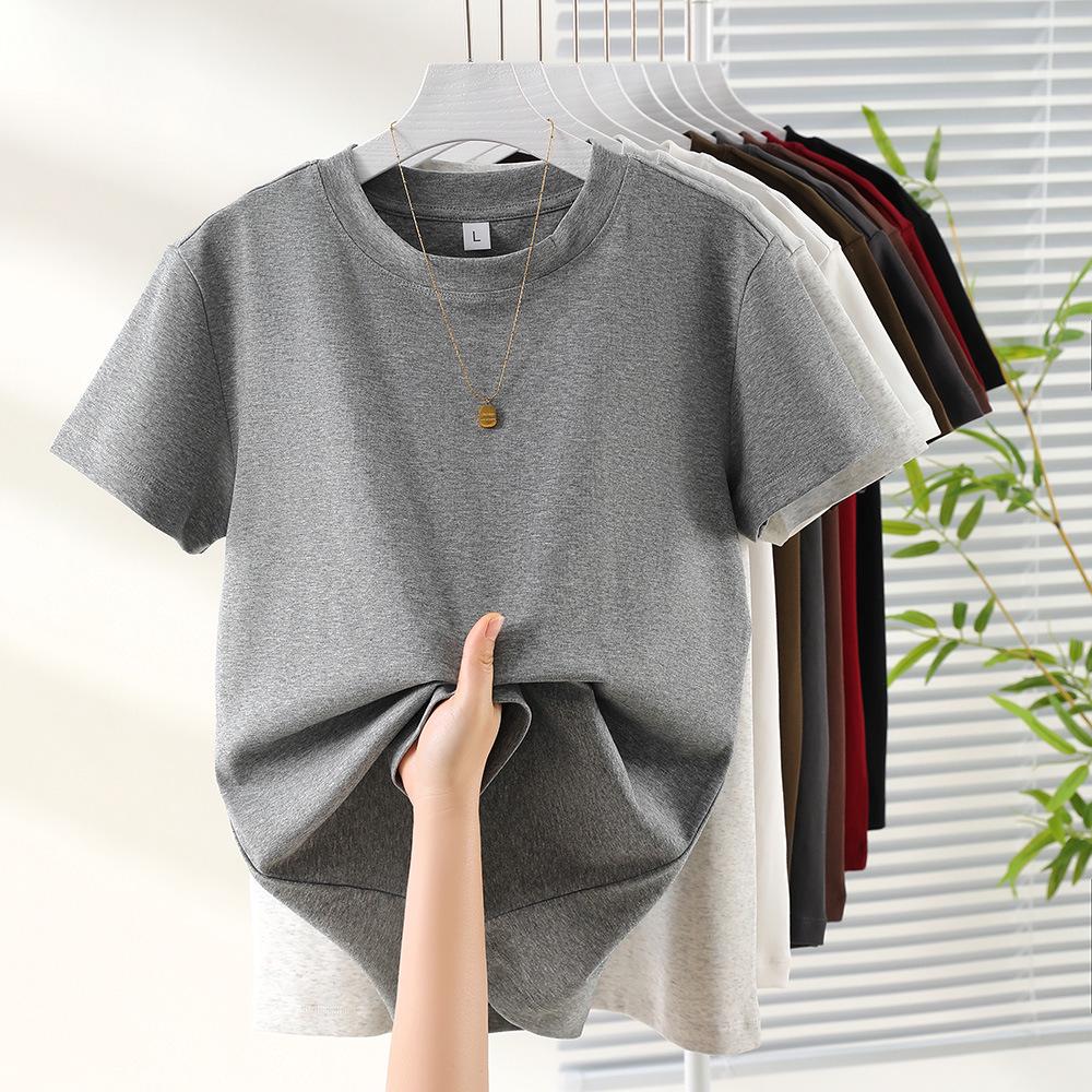 Women's Ribbed Cotton Round Neck T-Shirt - Short Sleeve, Casual Slim Fit, Summer Essential