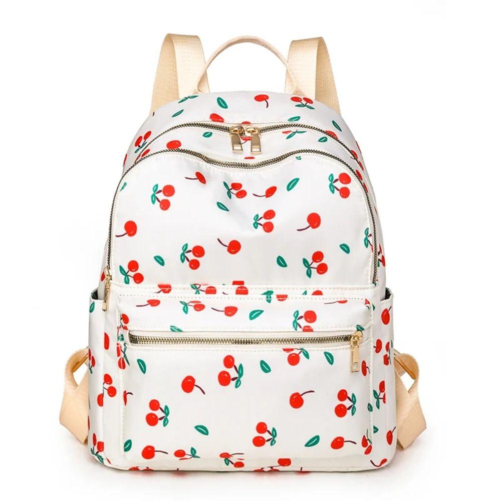 Simple Large-Capacity Women's Backpack Waterproof Nylon Shoulder Bags Printing Student Schoolbag Outdoor