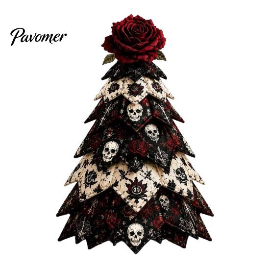 Halloween Theme Interior Decor Wooden Tree Ornament, 2D Flat Quilted Fabric Style Desktop Double Table Decorations Side Wood Sign for Home Party