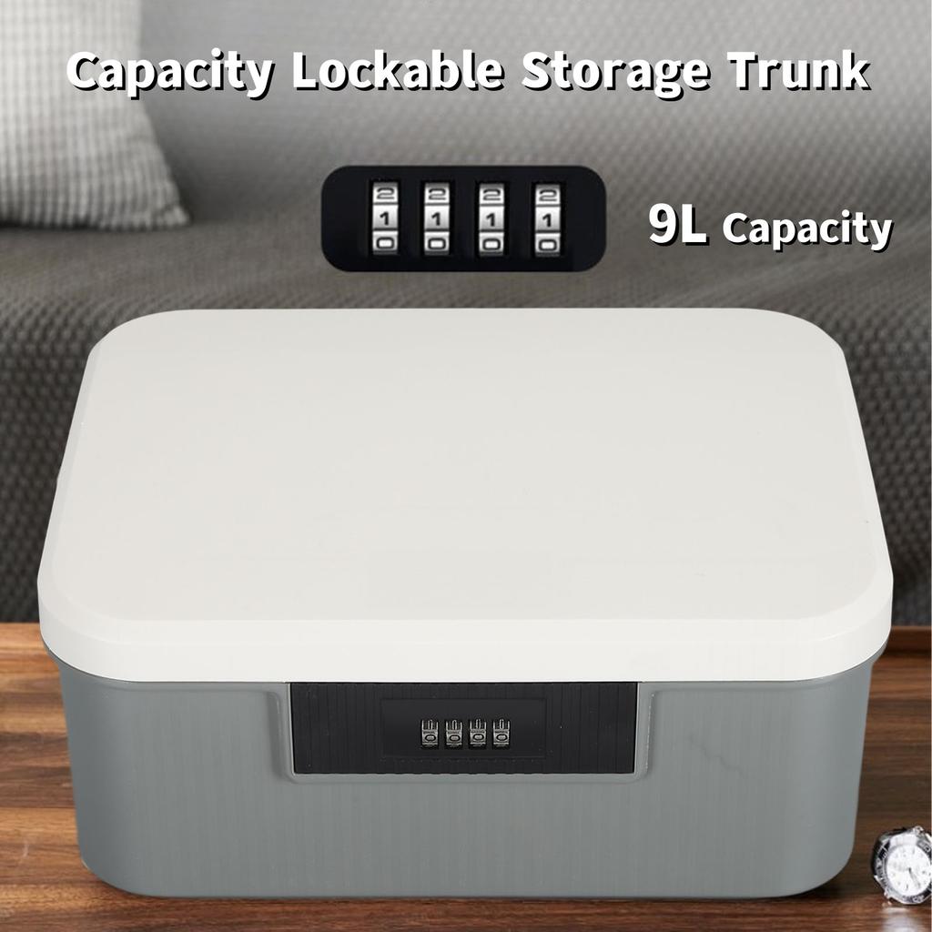 9L Capacity Lockable Storage Trunk Lockable Storage Trunk for Files Document Organizer Double Layer Password Storage Locking Box