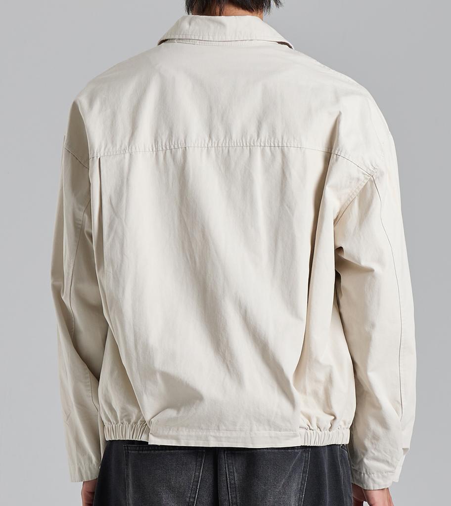 Button Seoul Minimal Cut-Line Collar Zip-Up (Ivory)