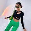 2024 Women's Slimming Hollow-Out Long Sleeve Streetwear Crop Top 