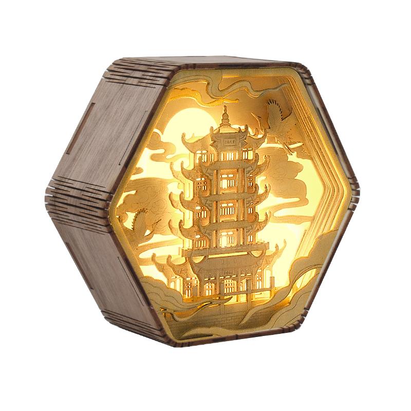 3D Led Night Light Modern Wood Table Lamp 3D Hollow Carving Wood Light Bedroom Night Lamp For Children Desktop Decor Lamp Gift