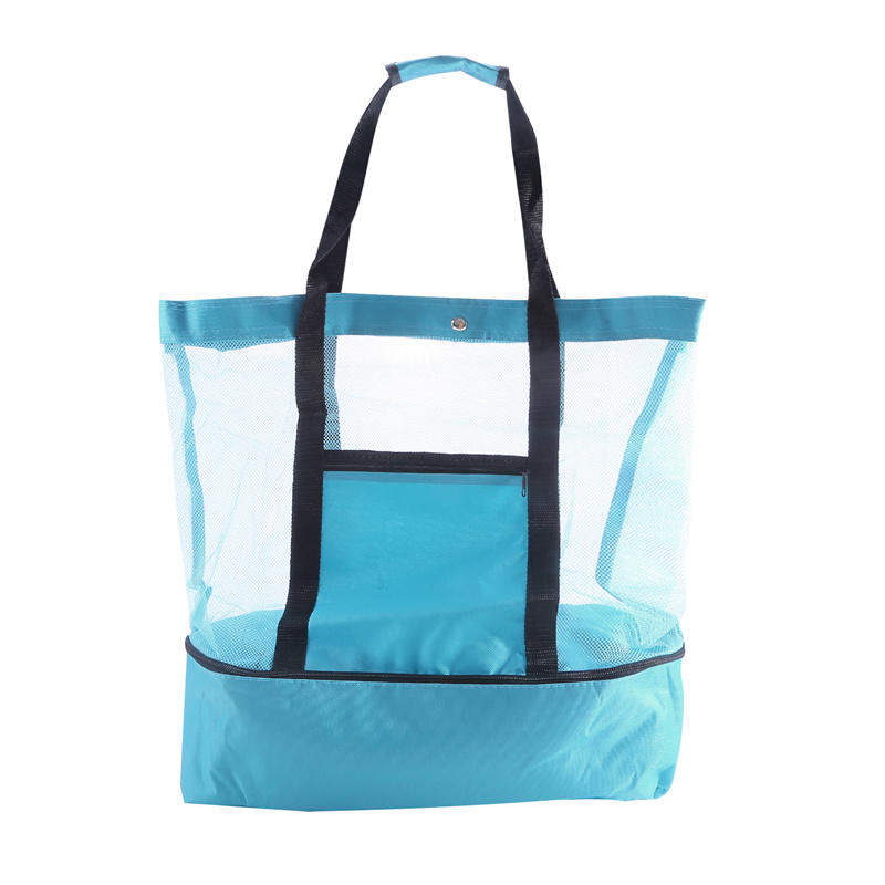 

Transparent Double-layer Mesh Beach Bag Women Heat Preservation High Capacity Waterproof Picnic Tote Swim Shopping Handbag 1PC синий