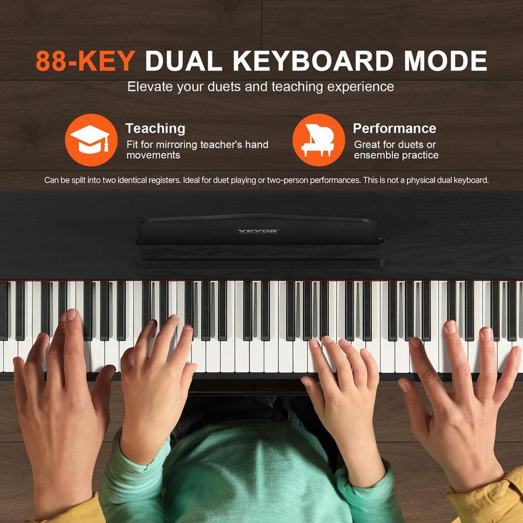 88 Key Fully Weighted Digital Piano Dual Keyboard Mode Cabinet Bracket Bench
