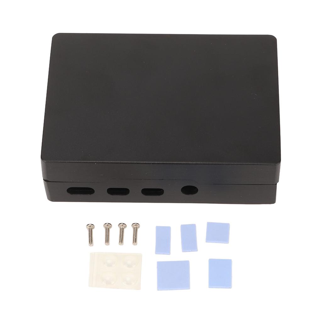 Heatsink Case Aluminium Alloy Cooling Metal Case with Multiple Interfaces for RasPi 4b Black