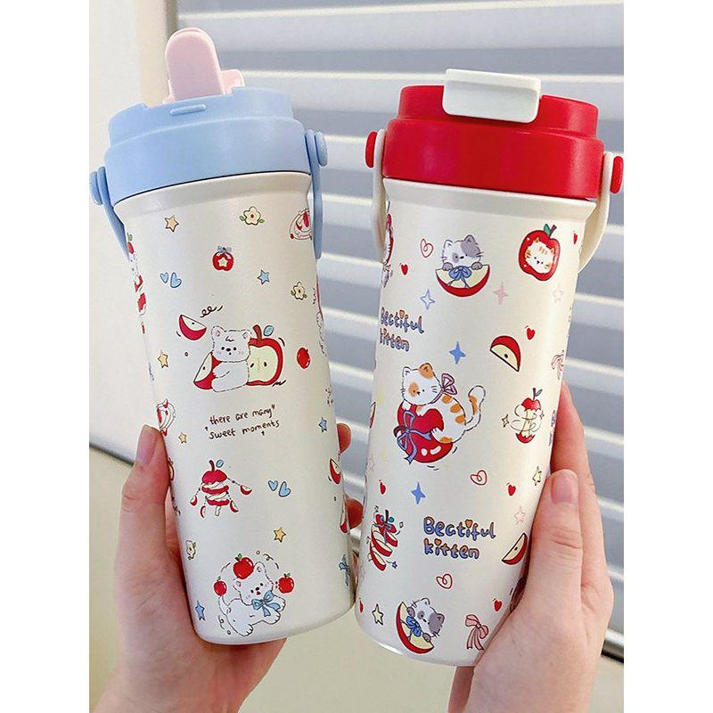 Large-Capacity Thermos Cup for Women, Good-Looking Ice Cup, Portable Car Coffee Cup, Outdoor Sports Water Bottle, Tea Cup