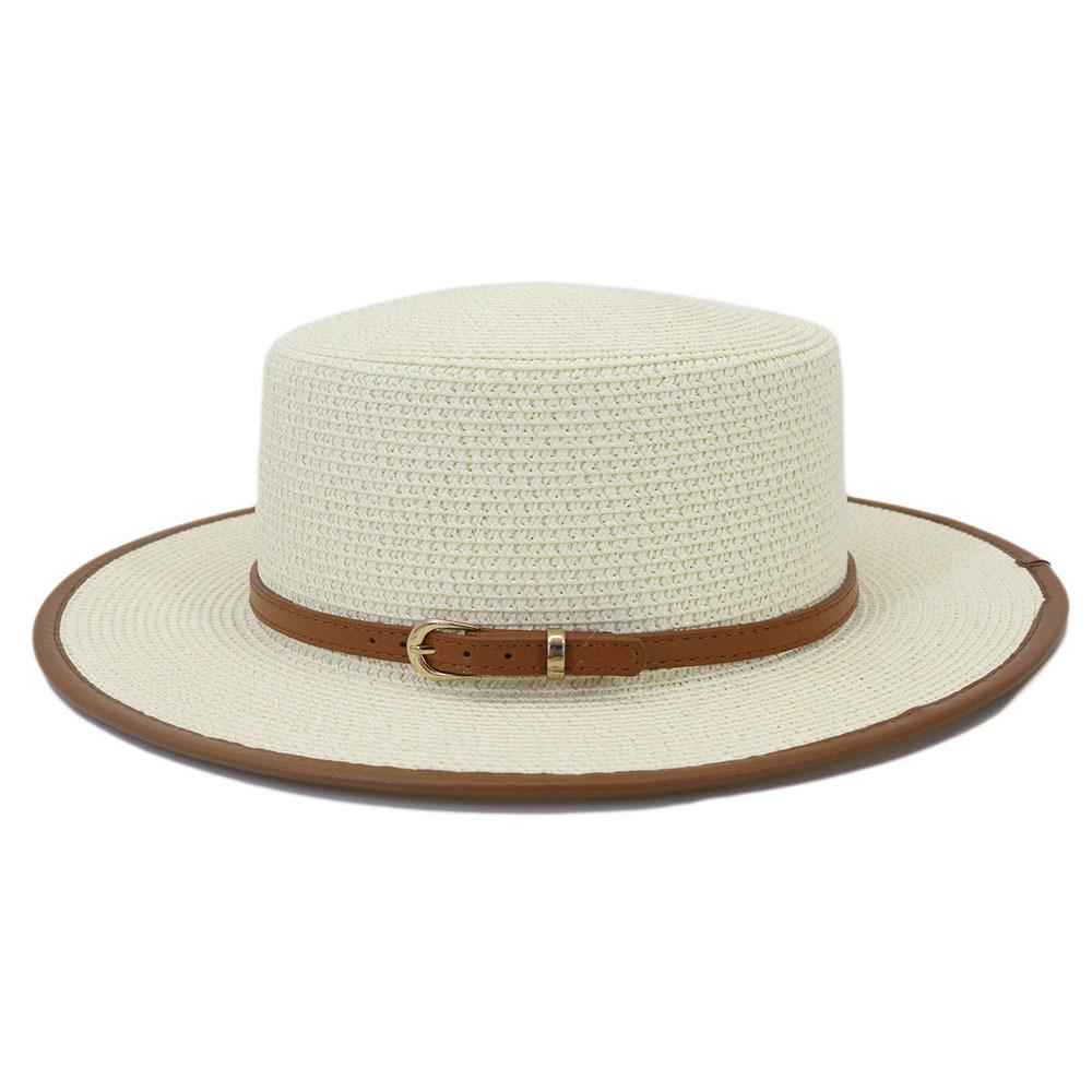 Sun Hats For Women Men Caps Flat Top Wide Brim Straw Hat Summer Beach Casual White Straw Hat Gorras Para Mujer