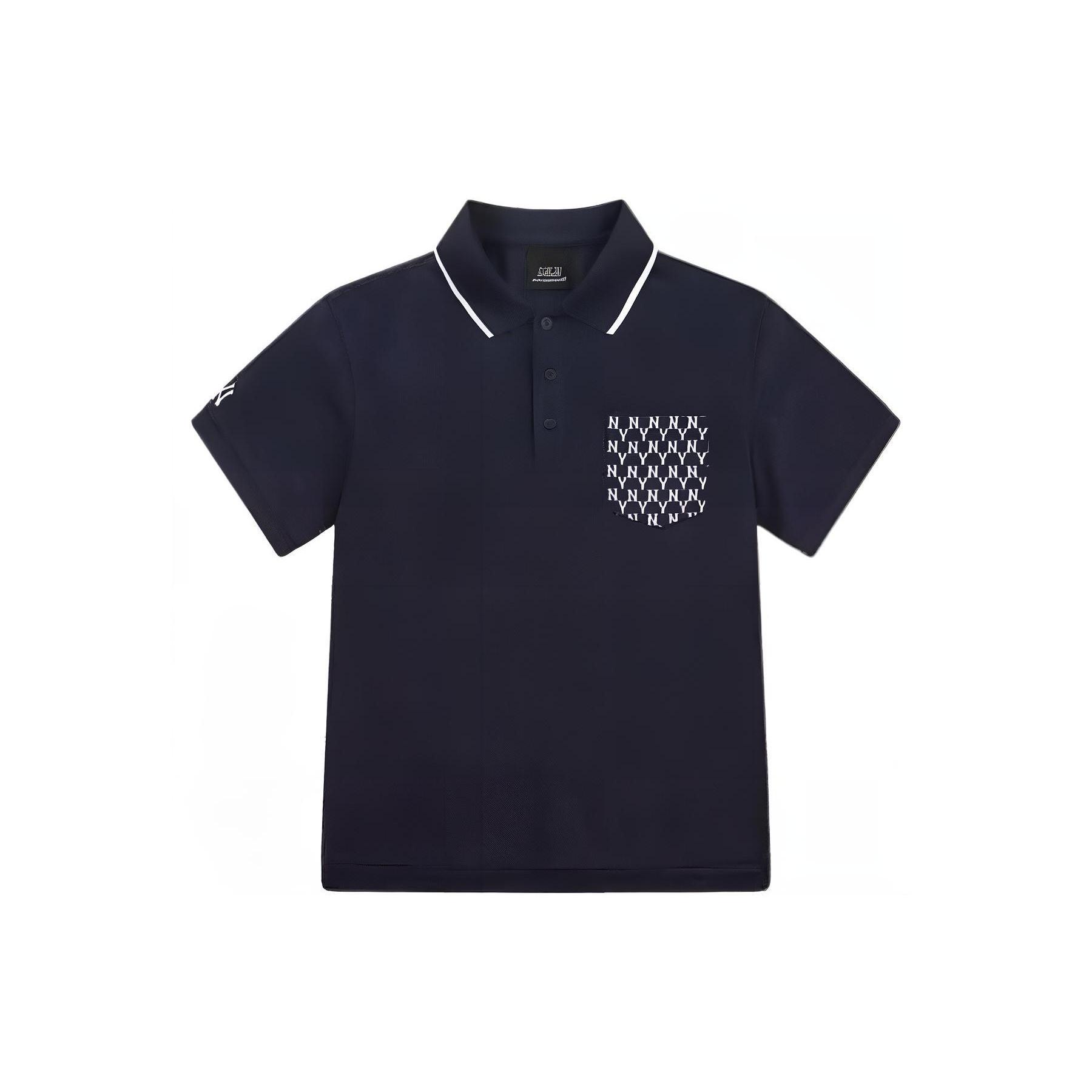 MLB Polo Shirts Men s Dark Blue Polo Collar Moderate Straight Fit 31TSQN131 XL