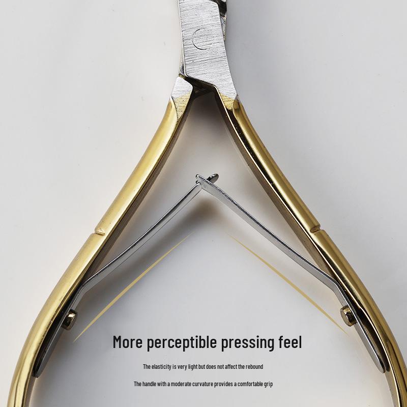 Gold Stainless Steel Cuticle Scissors D-501: Easy Cut Hangnail & Nail Care Remover Tweezers.