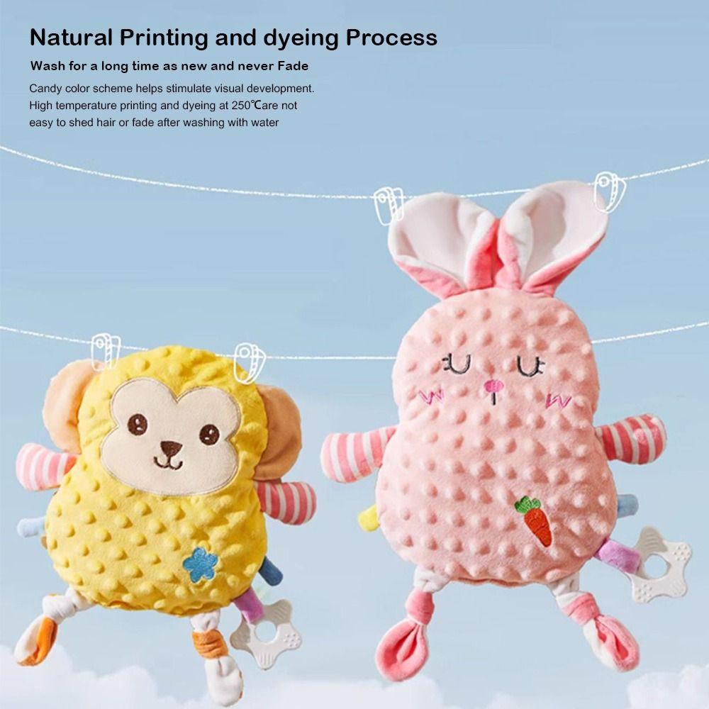 With Teether Baby Soothers Toys Cute Animal Plush Stuffed Doll Fun Soothing Pillow for Infant