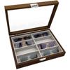 Mocamoro Sunglasses Case for 8 Eyeglasses and Accessories Storage Box with Clear Acrylic Lid and PU Eyeglass Management and Collection Case Pairs,