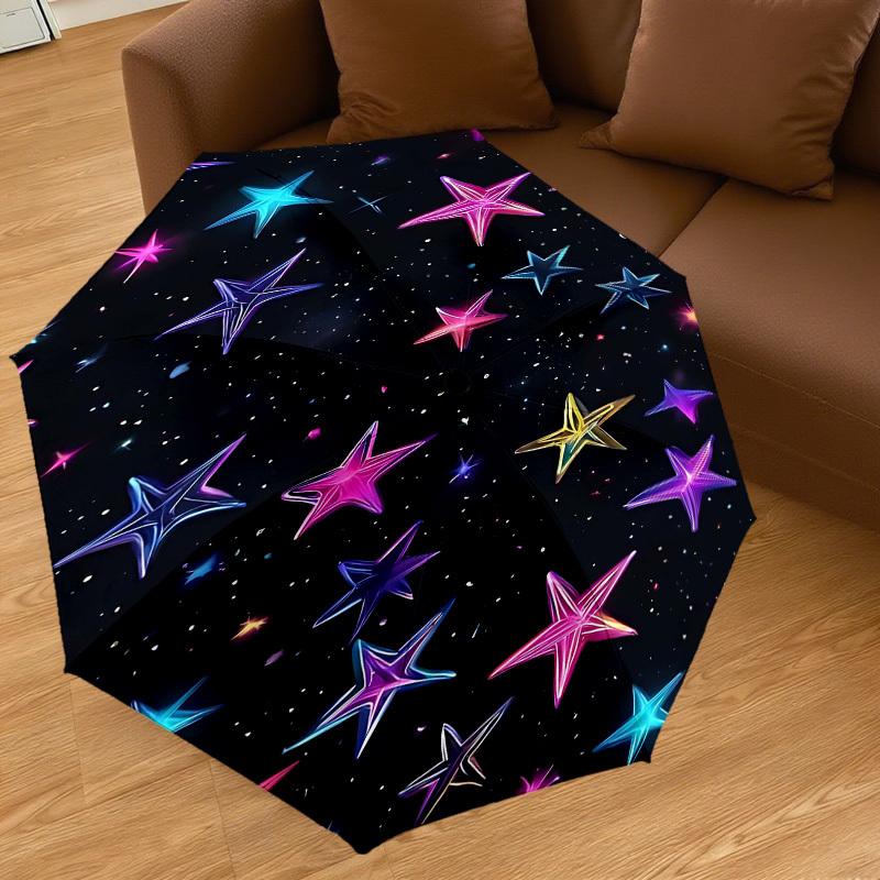 1pc Stars Galaxy Automatic Open/Close Umbrella Compact Folding Umbrella with 8-Rib Shaft for Women/Men, Elegant Birthday1129S
