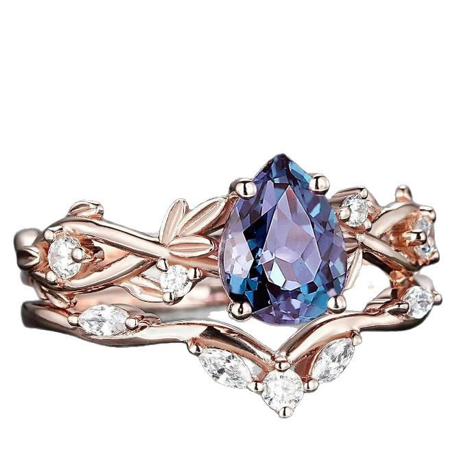 Three Heroes Zircon Inlaid Seven-Color Alloy Couple Ring for Women