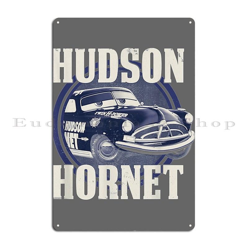 Hudson Hornet Badge Graphic Jeaniebernhard Metal Signs Create Retro Club Bar Garage Designing Tin Sign Poster 20x30cm