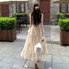 Summer vacation suspender ruffle dress slim Yunnan travel Mori fairy skirt Sanya beach skirt