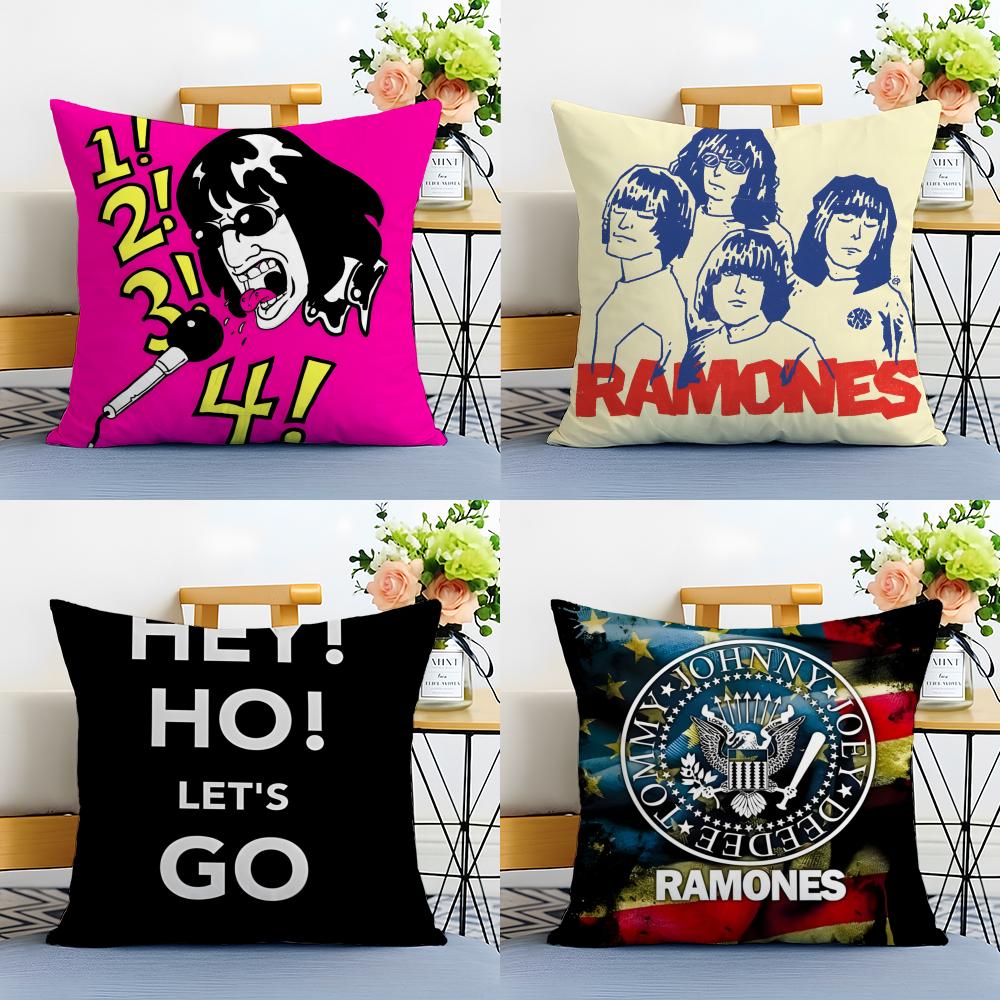 Band Punk R-Ramones Cushion Cover Washable Linen Pillowcase Soft For Sofa Bed Cozy Home Room Decor