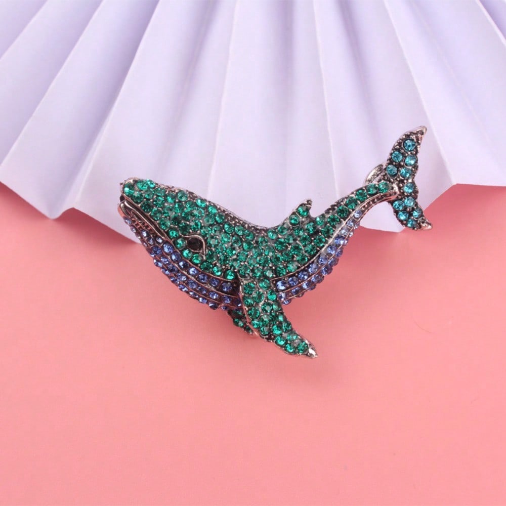 1 Stück Kleiner Blauer Wal Damen Brosche & Anstecknadel Schmuck - Retro Elegant, Einzigartiges Design, für Schals/Jacken/Taschen, Ideales Weihnachtsgeschenk