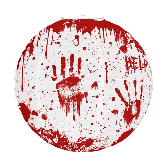 Halloween Blood Handprint Paper Lantern Spooky Hanging Round Lantern for Parties Haunted Houses Home Decoration