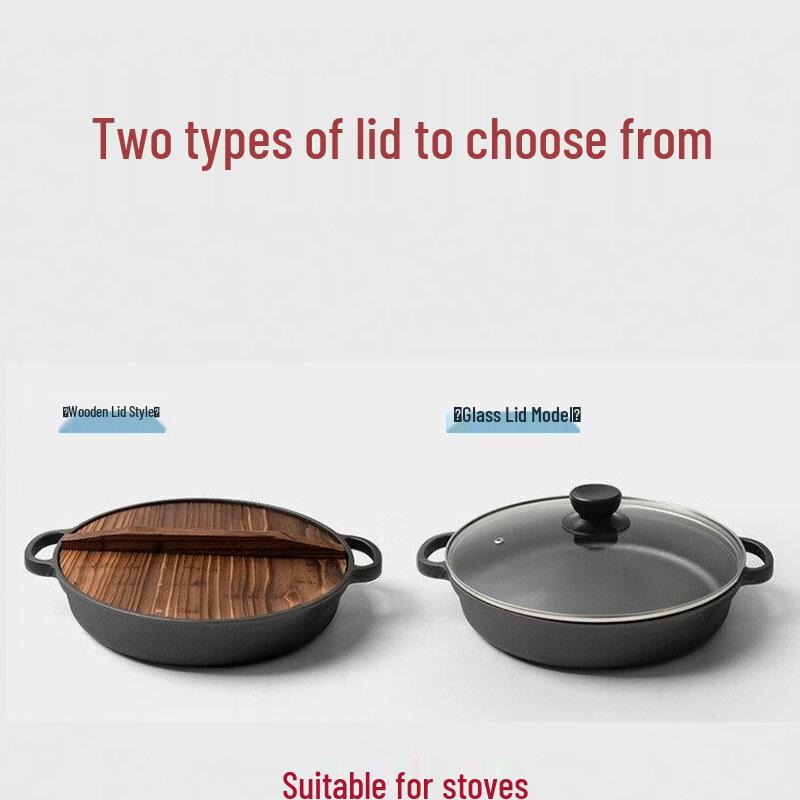 ZISIZ Cast Iron Flat-Bottom Frying Pan