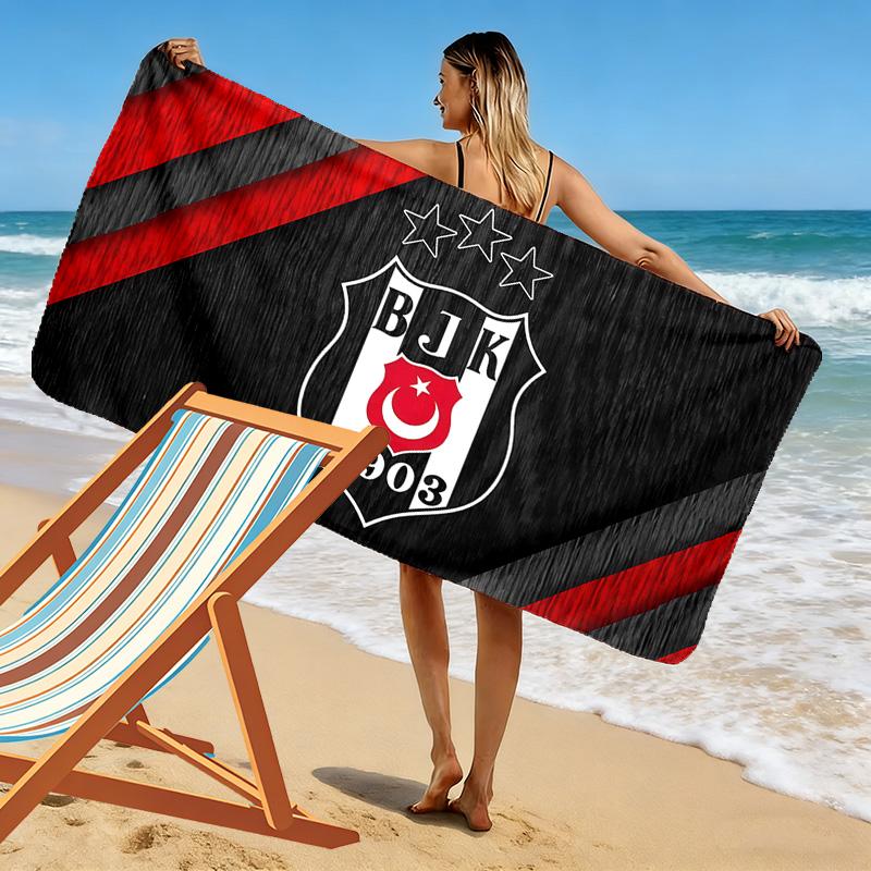 Beşiktaş J.K Print Beach Towel, Large Soft Quick Dry Towel for Beach Camping Swimming