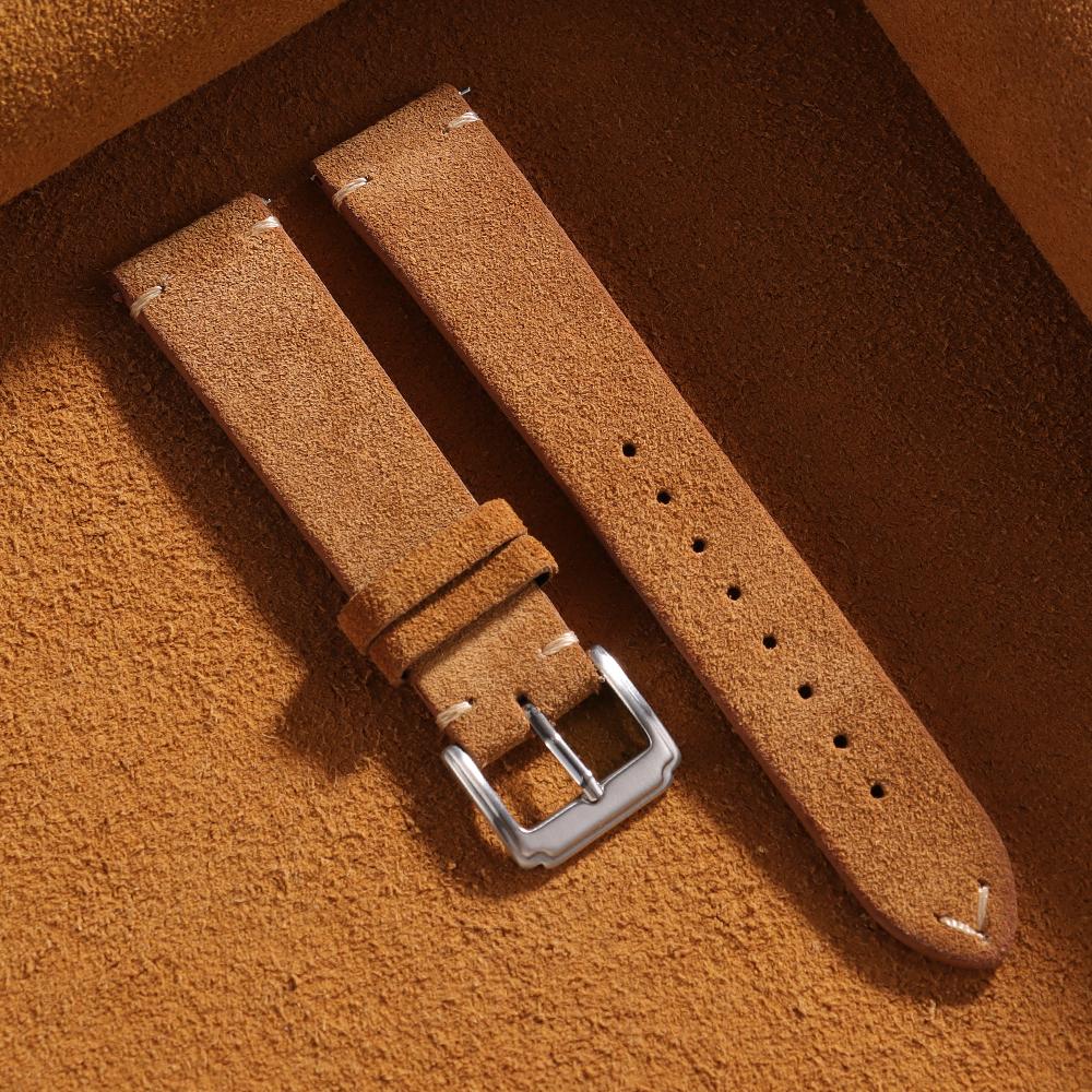14mm 16mm 18mm 20mm 22mm Quick Release Bracelet Soft Suede Strap Calfskin Bracelet for Women Men Brown Wristband Smartwatch Band
