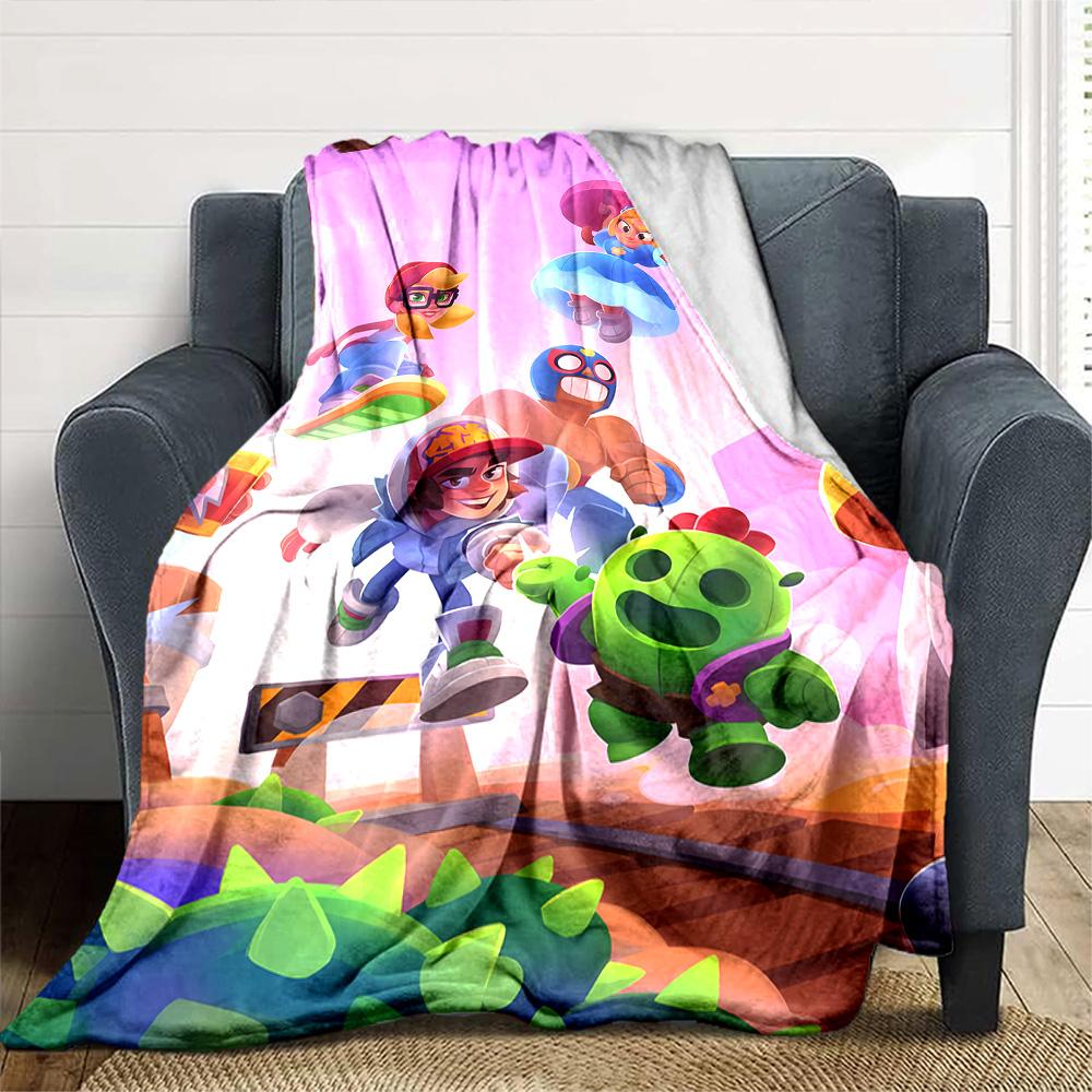 Brawl Stars Blanket Durable Comfort Great for Office Picnics Office Chair for All Seasons Playful Design Ideal Gift For Birthday Valentine'S Day