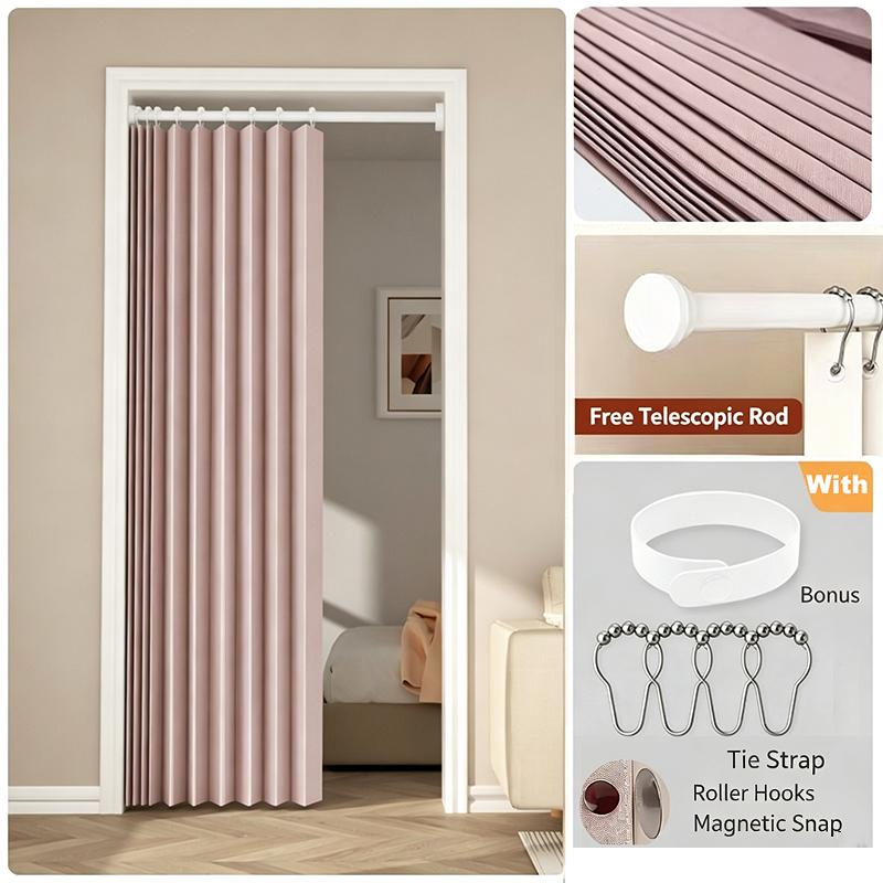 Stylish Elegant Folding Door Curtain No Punching Design Home Decor Privacy Better Space Partitioning For Kitchen Home Bedroom