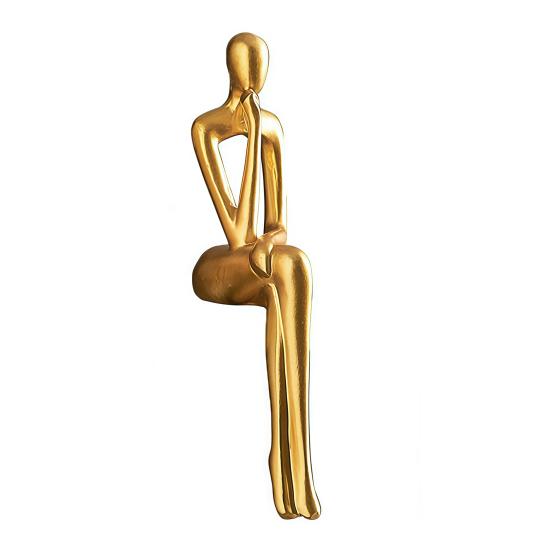 Złoty Myśliciel Rzeźba Abstrakcyjna Dekoracyjna Ornament Poprawiający Koncentrację Biurko Półka Salon