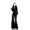 Women's Button-Up Plush Long-Sleeve Crop Top - 2025 Autumn/Winter American Spicy Girl Collection