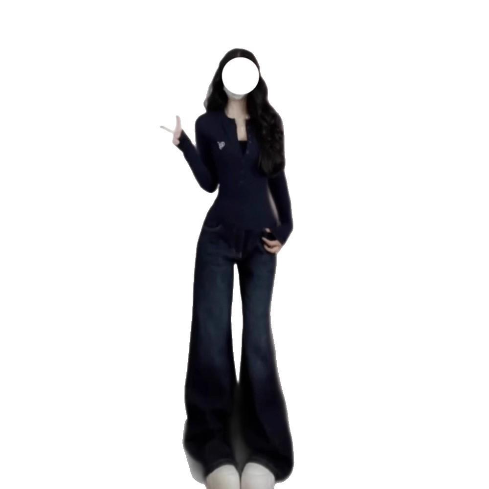 Women's Button-Up Plush Long-Sleeve Crop Top - 2025 Autumn/Winter American Spicy Girl Collection